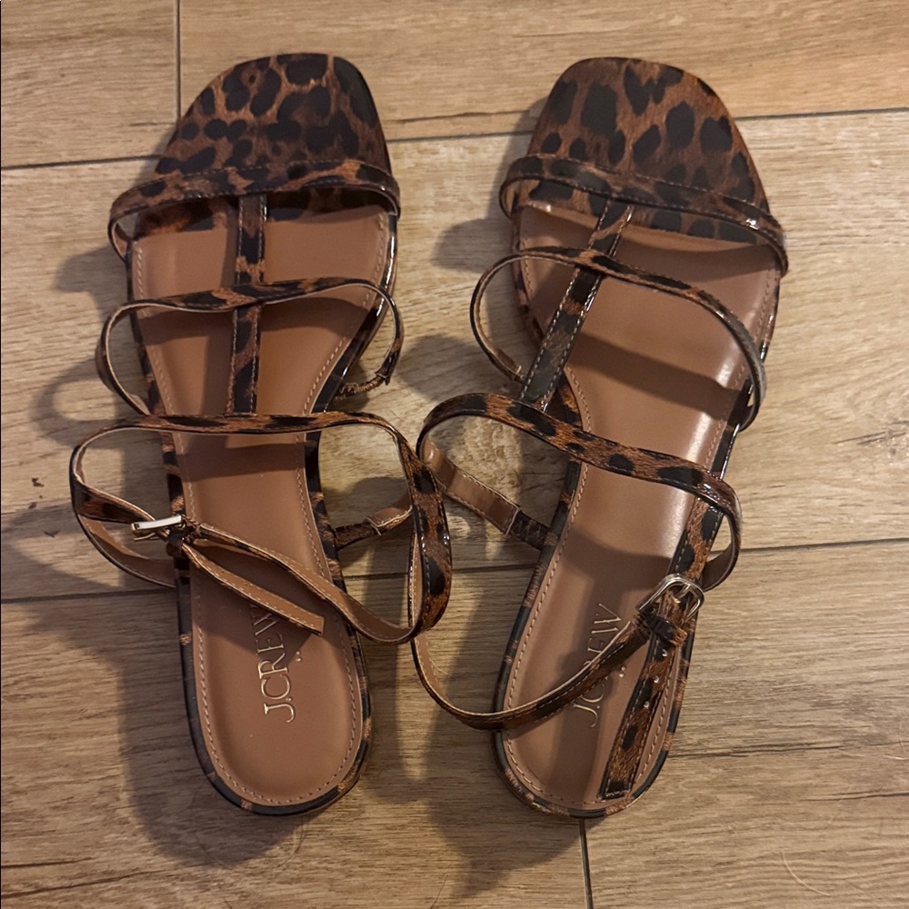 J. Crew Brown Leopard Strappy Sandals - Picture 5 of 6